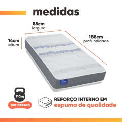 Cama Box Solteiro Probel Espuma D33 88x188x52 Night Day a Vácuo Branco/Cinza — foto 5