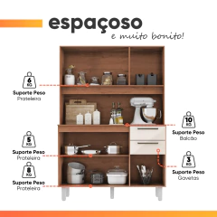 Armário de Cozinha Completa 6 Portas 2 Gavetas 1,20m Star Zanzini — foto 6