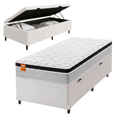 Cama Box Baú Colchão Solteiro Molas Ensacadas Real 88x188x68cm Inducol — foto 9