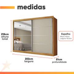 Guarda Roupas Casal 2 Portas de Correr com Espelho 4 Gavetas Flex 100% MDF Austria — foto 4