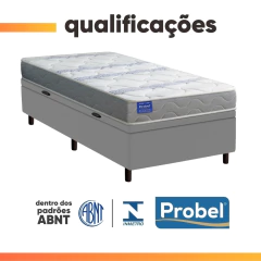 Cama Box Baú Solteiro Probel Espuma D33 88x188x55 Night Day a Vácuo Branco/Cinza — foto 9