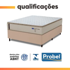 Cama Box Queen Probel Molas Ensacadas Pillow Top 158x198x68cm Guarda Costas Genova Branco/Bege — foto 5