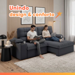 Sofá Retrátil e Reclinável 3 Lugares 2,10m c/ Porta Copos Slim Stanley — foto 8