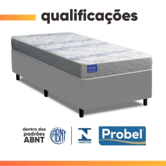 Cama Box Solteiro Probel Espuma D33 88x188x52 Night Day a Vácuo Branco/Cinza — foto 8