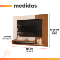 Painel Para TV Até 50 Polegadas Detalhe Frisado Com Prateleiras Gael — foto 3