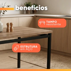 Conjunto de Mesa Sala de Jantar Atlanta 1,36m 6 Cadeiras Diana Artefamol — foto 5