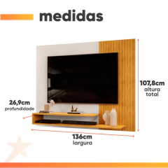 Painel Para TV Até 50 Polegadas Detalhe Frisado Com Prateleiras Gael — foto 9