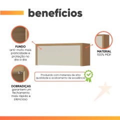 Armário Aéreo De Cozinha 0,80m Porta Basculante 100% Mdf Cléo Madeirado/Off White Nesher — foto 3