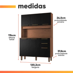 Armário de Cozinha Completa 6 Portas 2 Gavetas 1,20m Star Zanzini — foto 9