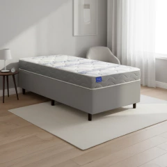 Cama Box Solteiro Probel Espuma D33 88x188x52 Night Day a Vácuo Branco/Cinza — foto 3