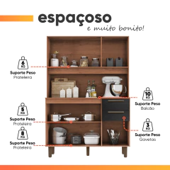 Armário de Cozinha Completa 6 Portas 2 Gavetas 1,20m Star Zanzini — foto 11