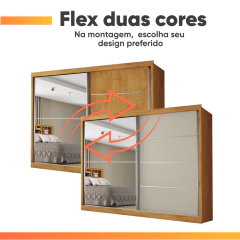 Guarda Roupas Casal 2 Portas de Correr com Espelho 4 Gavetas Flex 100% MDF Austria — foto 3