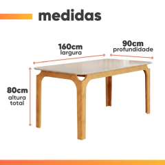 Conjunto Sala de Jantar Mesa Tampo em Vidro 1,60m Mel 6 Cadeiras Bel Dj Móveis — foto 3