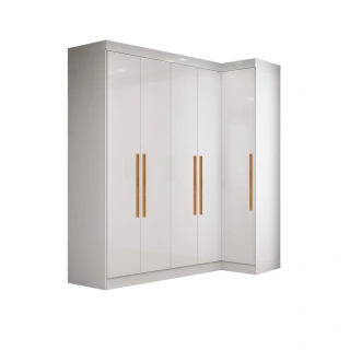 Quarto Modulado de Canto Madrid com 5 Portas e 2 Gavetas Maxel
