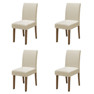Conjunto Com 4 Cadeiras Estofada Sala de Jantar Trieste Siena Cedro / Areia Dobuê