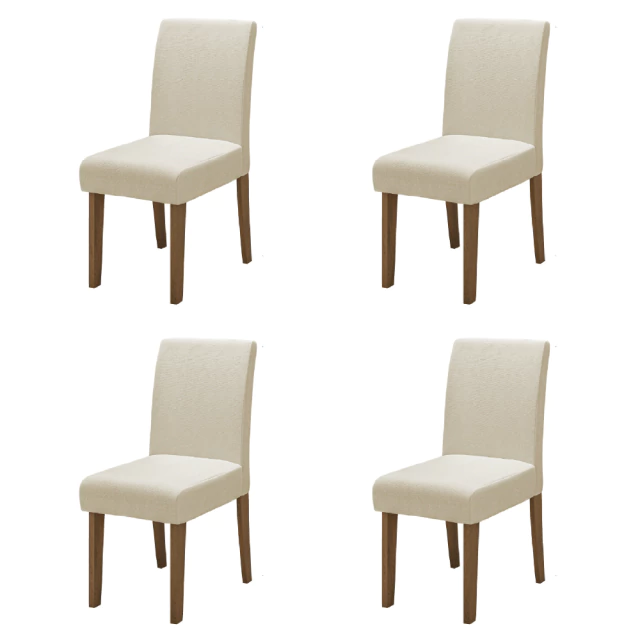 Conjunto Com 4 Cadeiras Estofada Sala de Jantar Trieste Siena Cedro / Areia Dobuê