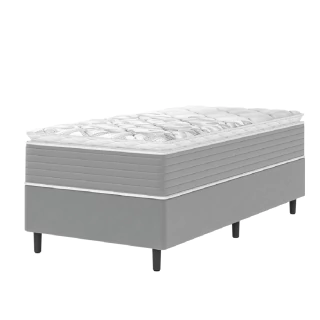 Cama Box Solteiro Molas Ensacadas Pillow Top 88x188x25cm Martino Cinza Umaflex
