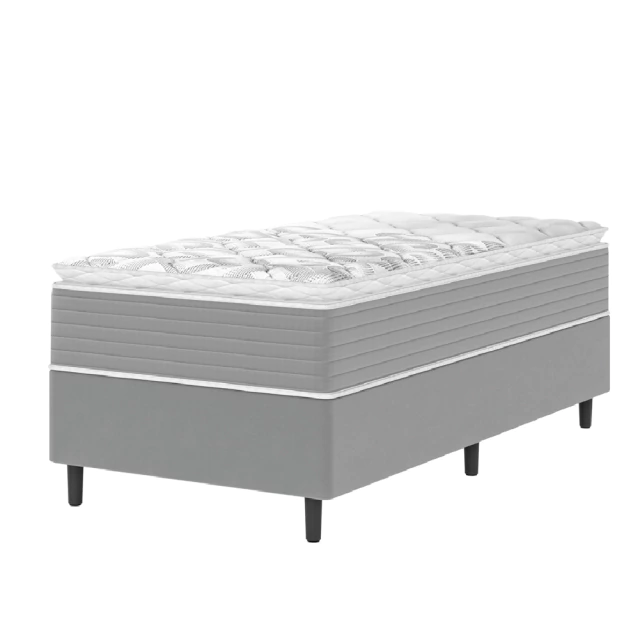 Cama Box Solteiro Molas Ensacadas Pillow Top 88x188x25cm Martino Cinza Umaflex