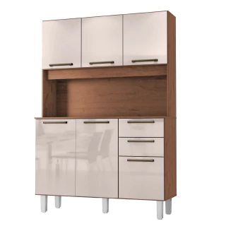 Armário de Cozinha Completa Compacta 6 Portas 2 Gavetas 1,20m Pop