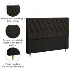 Cabeceira Estofada Para Cama Box Casal Miami de 1,40m Suede Dobuê — foto 9