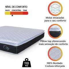 Colchão Casal Molas Ensacadas City Pillow Top 138x188x23cm Hellen — foto 4