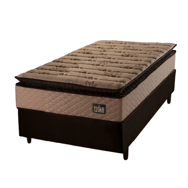 Cama Box Solteiro Colchão Espuma D33 Pillow Top Van Gogh 88x188x67cm Marrom Hellen