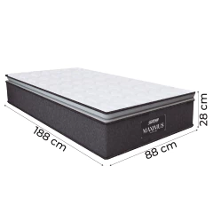 Colchão Solteiro Molas Ensacadas Pillow Top Maximus 88x188x28cm Cinza/Branco Gazin - Suporta até 120 — foto 2