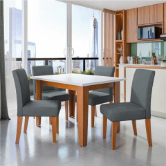 Conjunto Sala de Jantar Mesa Miami 1,20m 4 Cadeiras Trieste Madeirado/Bege Dobuê — foto 7