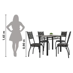 Conjunto Sala De Jantar Mesa Tampo Granito 1,20m Com 4 Cadeiras Diana Artefamol — foto 6