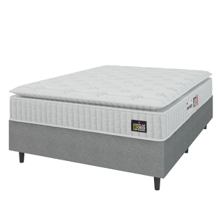 Cama Box Colchão Casal Espuma D33 Vangogh Pillow Top 138x188x67cm Hellen - Suporta até 120kg por Pessoa