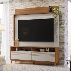 Estante Home Theater Para TV Até 70 Polegadas 1,60m Granada Madeirado / Off White Notável — foto 2