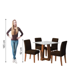 Conjunto Sala de Jantar Mesa Athenas Quadrada 0,90m 4 Cadeiras Trieste Dobuê — foto 6