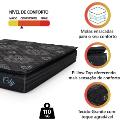 Colchão Casal Molas Ensacadas City Pillow Top 138x188x23cm Hellen — foto 6
