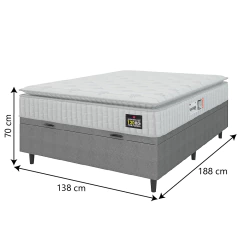 Cama Box Baú Colchão Casal Espuma D33 Vangogh Pillow Top 138x188x70cm Hellen - Suporta até 120kg por Pessoa — foto 4