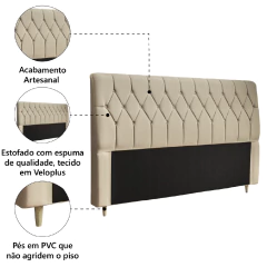 Cabeceira De Cama Istambul Casal/king 195cmX126cm Bege — foto 4