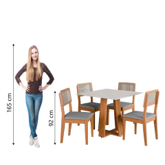 Conjunto Sala de Jantar Mesa Athenas Quadrada 4 Cadeiras Santiago Dobuê — foto 7