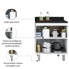 Balcão De Cozinha E Lavanderia Com 2 Portas 0,70m Top Class — foto 4