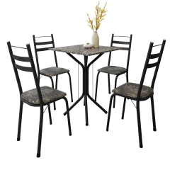 Conjunto De Mesa Sala de Jantar Com 4 Cadeiras Leia Tubular Granito Artefamol — foto 1