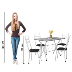 Conjunto de Mesa Sala De Jantar Leia 1,20m Com 4 Cadeiras Granito Tubular Artefamol — foto 12