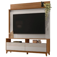 Estante Home Theater Para TV Até 70 Polegadas 1,60m Granada Madeirado / Off White Notável — foto 1