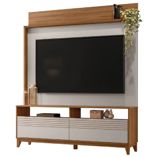 Estante Home Theater Para TV Até 70 Polegadas 1,60m Granada Madeirado / Off White Notável