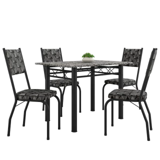 Conjunto Sala De Jantar Mesa Tampo Granito 1,20m Com 4 Cadeiras Diana Artefamol
