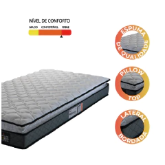Colchão Solteiro Espuma D33 Pillow Top Millenium 88x188x19cm Cinza/Branco Hellen - Suporta até 120kg — foto 3
