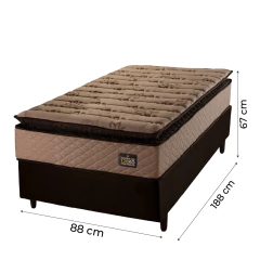 Cama Box Solteiro Colchão Espuma D33 Pillow Top Van Gogh 88x188x67cm Marrom Hellen — foto 3