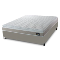 Cama Box Casal Queen Colchão Espuma D33 Pillow Top Millenium 158x198x57cm Suede Hellen — foto 1