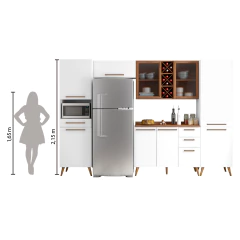 Armário De Cozinha Completa Vidro Reflecta Com Adega 9 Portas 4 Gavetas Favorita — foto 5