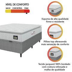 Cama Box Baú Colchão Casal Espuma D45 Lazio Pillow Top 138x188x70cm Hellen — foto 12