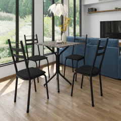 Conjunto De Mesa Sala de Jantar Com 4 Cadeiras Leia Tubular Granito Artefamol — foto 3