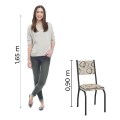 Conjunto Com 4 Cadeiras Tubular Diana Preto Fosco Assento Cedro Artefamol — foto 4