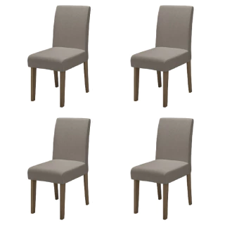 Conjunto Com 4 Cadeiras Estofada Sala de Jantar Trieste Siena Cedro / Mascavo Dobuê